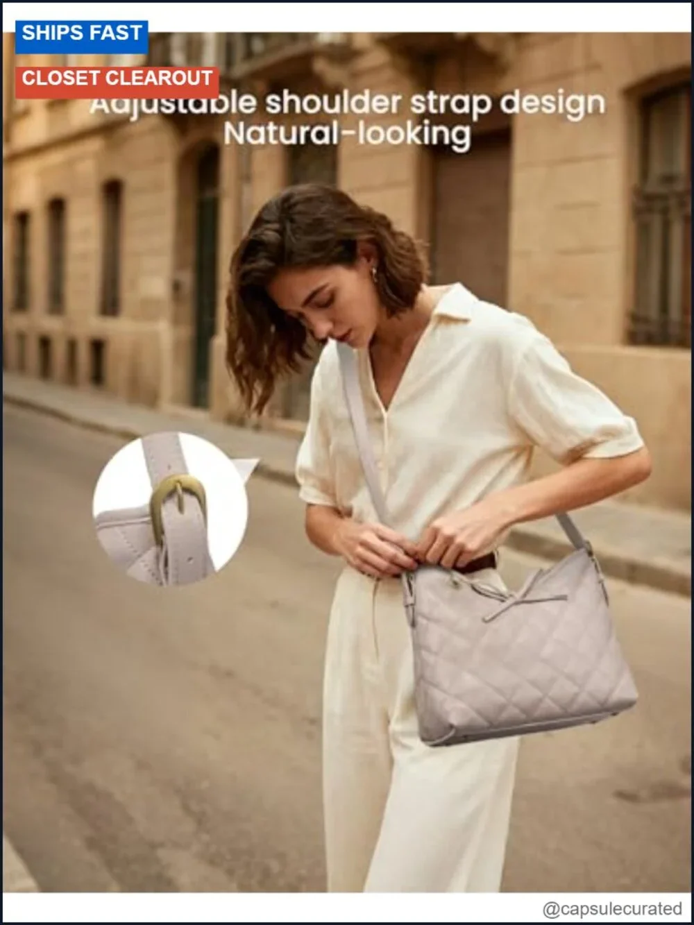 Quilted Faux Leather Hobo Crossbody Purse Women Handbag
